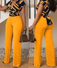 Yellow Palazzo Trousers & Crop Top Set