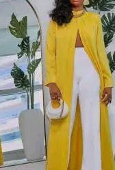 Yellow Kimono Jacket & White Trouser Set