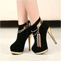 Black & Silver Chain Accent Heels