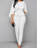 Champagne Draped Power Suit