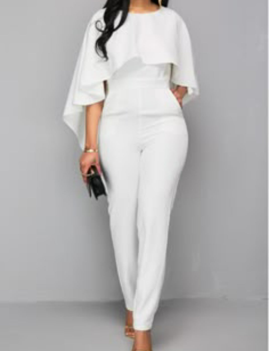 Champagne Draped Power Suit