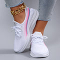 White Pink Stripe Knit Sneakers