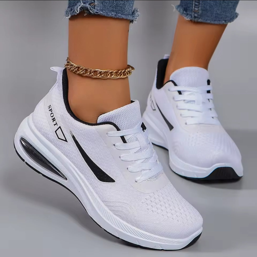 White Black Air Cushion Sneakers